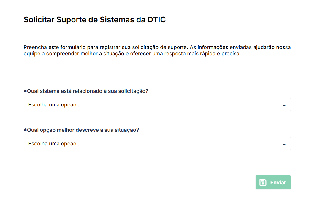 Formulário de Suporte de Sistemas