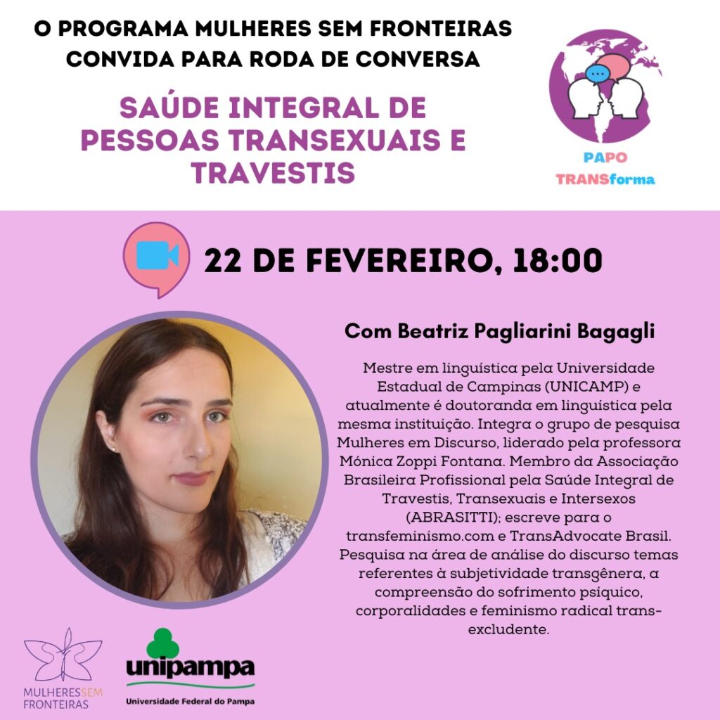 Roda de Conversa: Saúde Integral de Pessoas Transexuais e Travestis –  Portal de Eventos