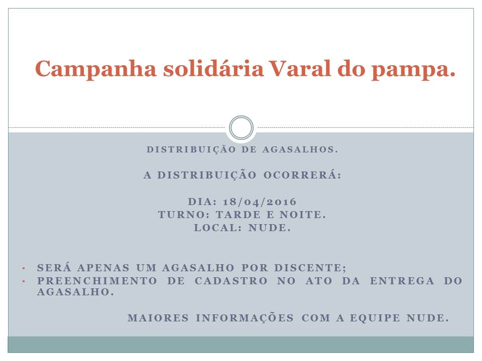 Campanha solidaria Varal do pampa